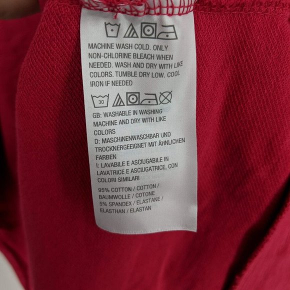 Denim & Co. Active French Terry 3/4-Sleeve Tunic Shirt Top XXS Rose Red - Picture 3 of 5